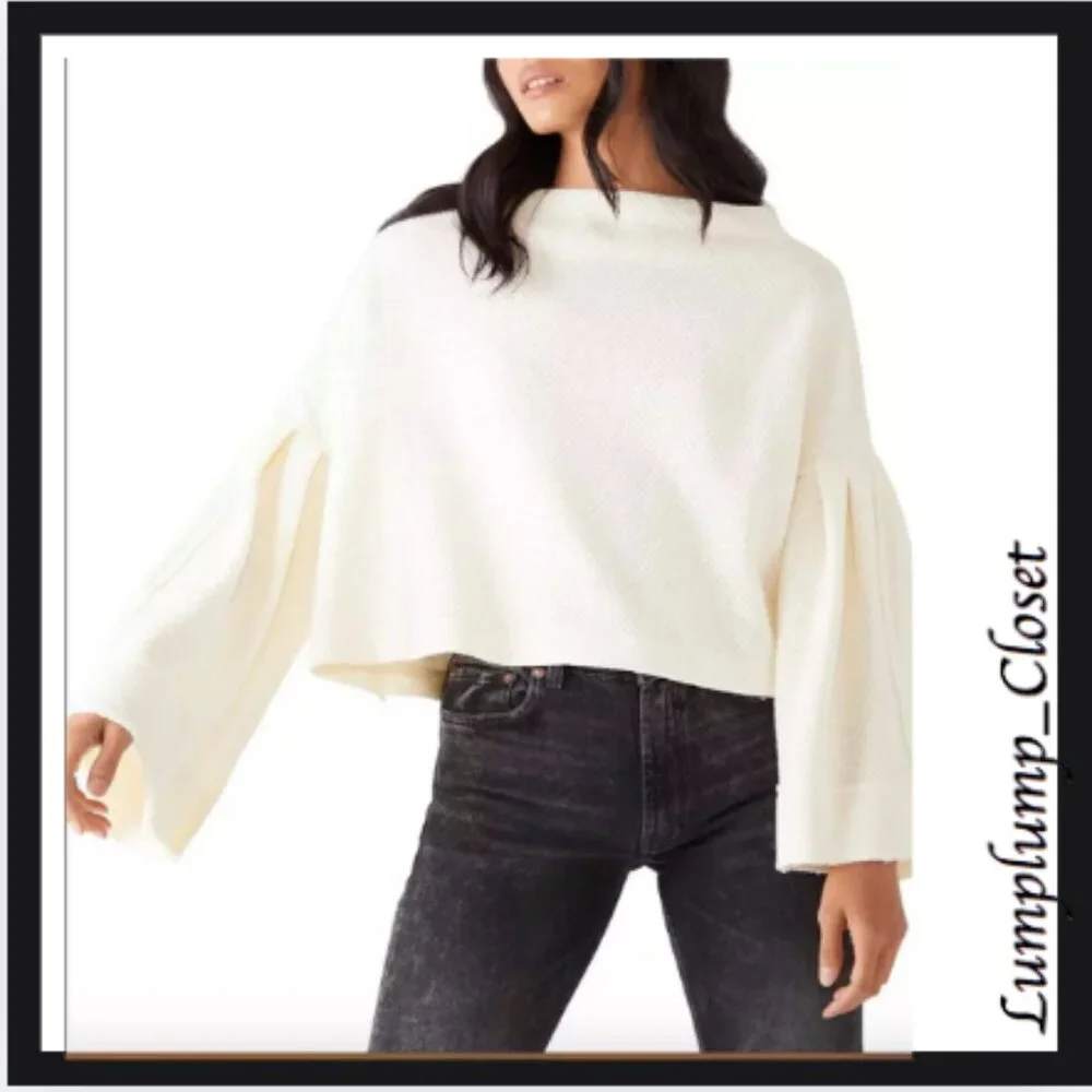 Free People Ivory Cropped Open-Back Sweater